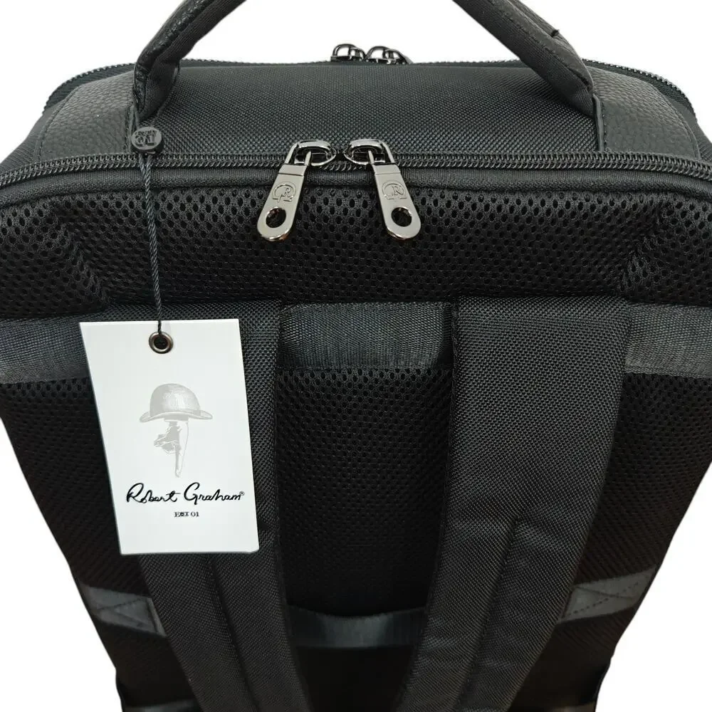 Robert Graham Backpack Solid Black Travel Commuting Padded Laptop Pocket NWT